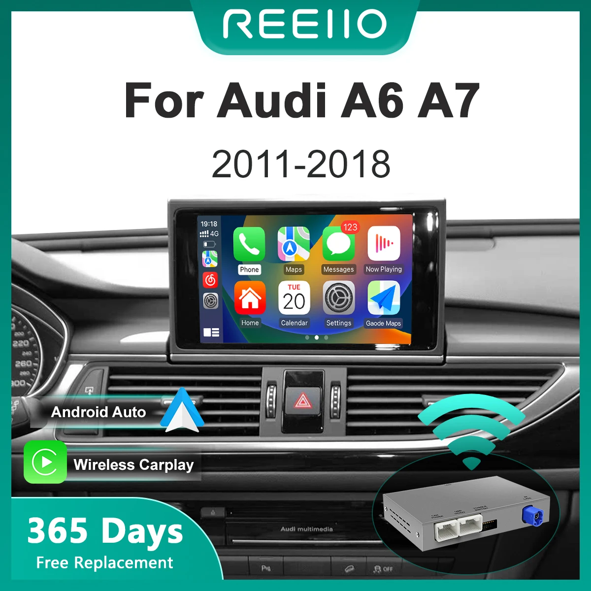 Wireless CarPlay Decoder for Audi A6 A7 2011-2018 Mirror Link Bluetooth GPS Navigation Android Auto Interface Bluetooth Camera