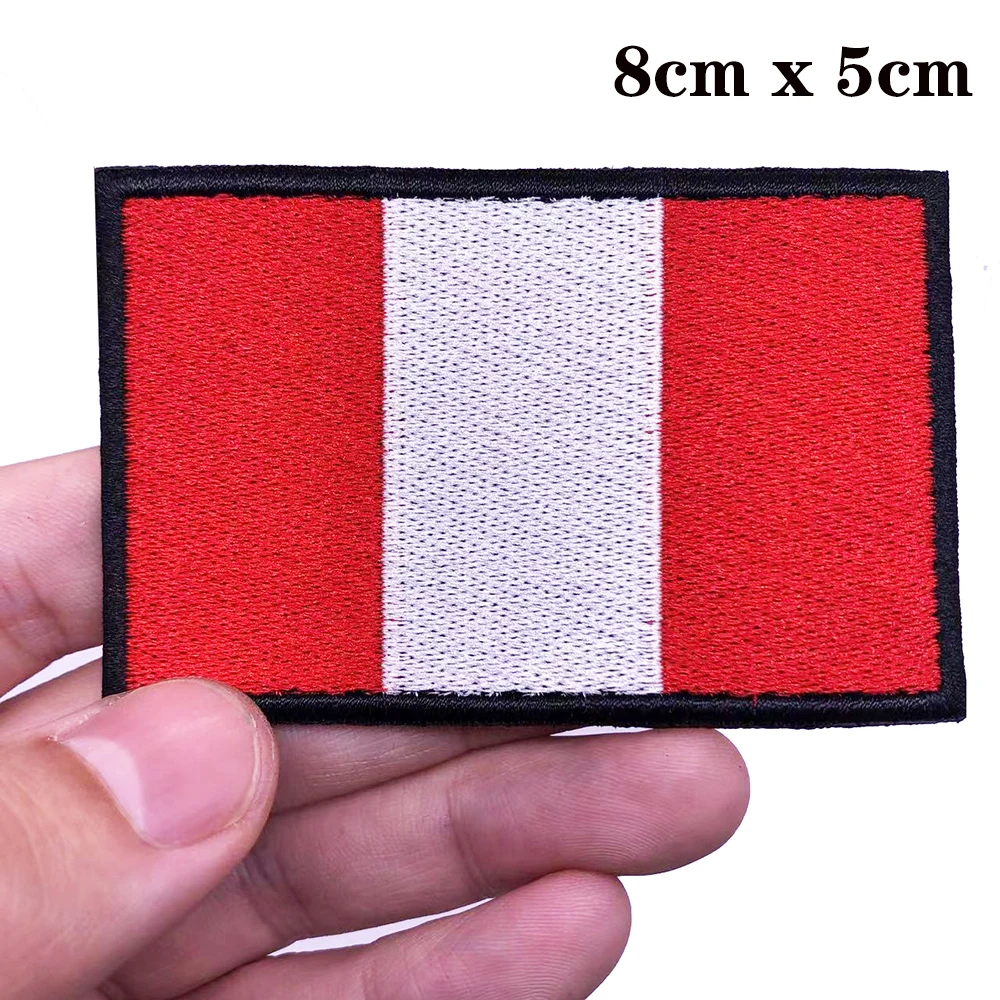 1PC Peru Flag Armband Embroidered Patch Hook & Loop Or Iron On Embroidery  Badge Cloth Military Moral Stripe