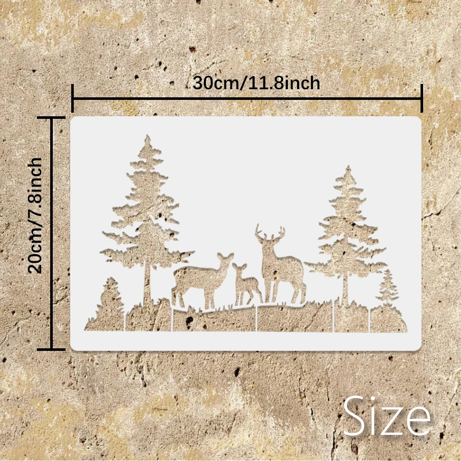 12 قطعة A4 8.2 × 11.7 بوصة الغابات الجبلية الغزلان Stencil مجموعة قوالب اللوحة القابلة لإعادة الاستخدام DIY بها بنفسك جدار الخشب النسيج حمل حقيبة ورقة رحلة