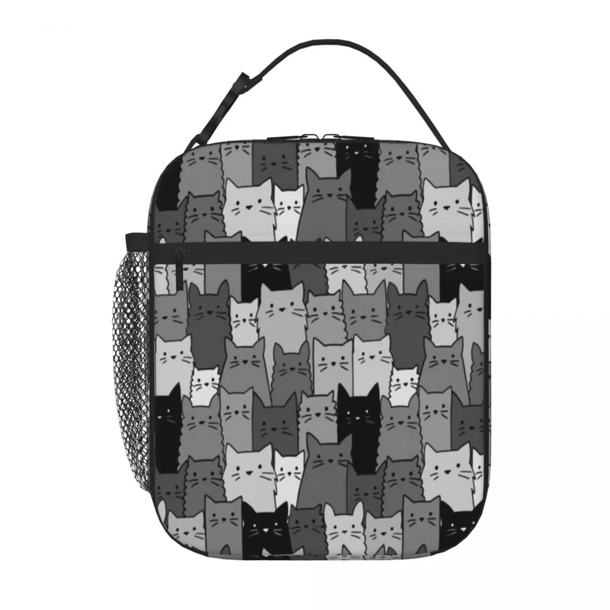 Hot Sale Silent Cats Monochromatic Classic Camping Lunch Bag Train Ride Food Tote Bag
