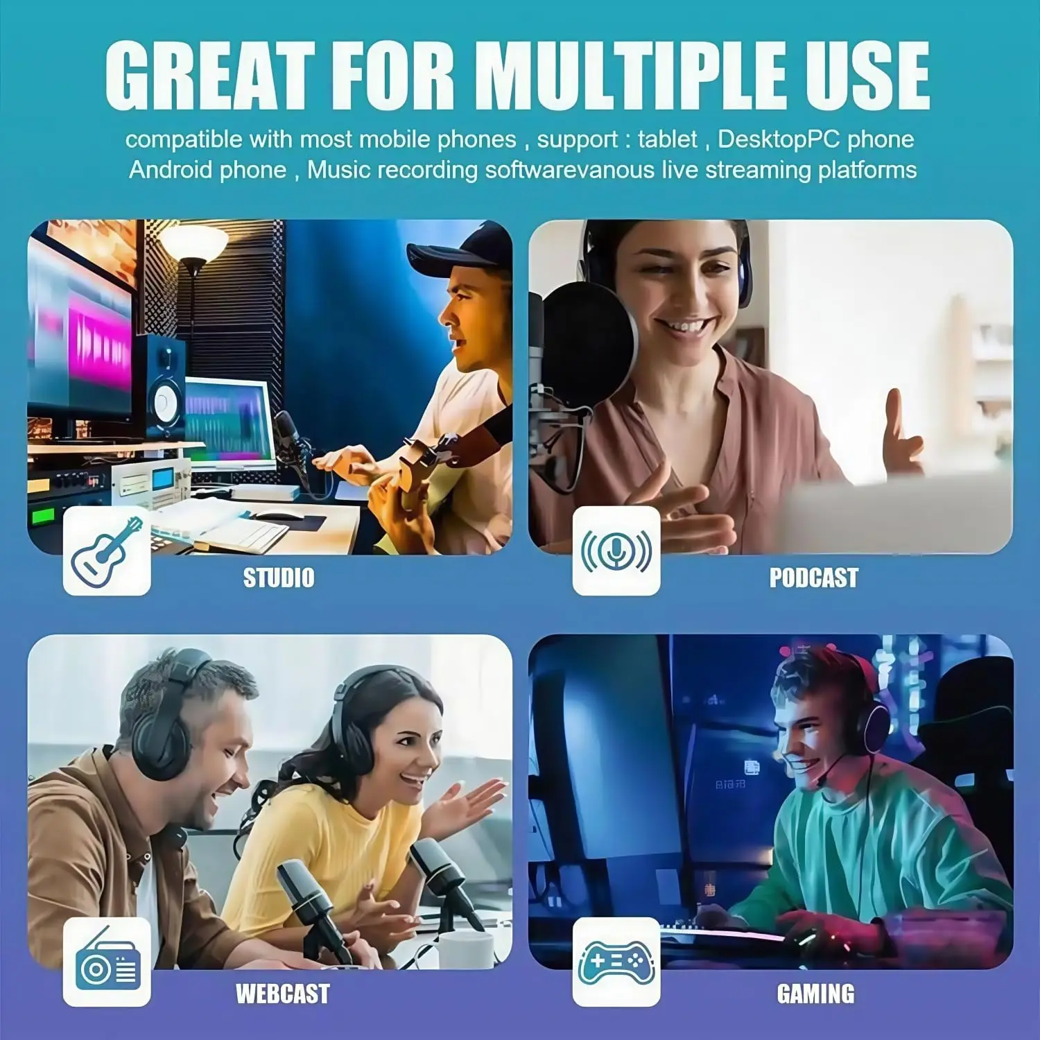 Professional Live Sound Card Live Broadcast Equipment DJ Device  with Microphone Set Games Music Recording Live Streaming Device