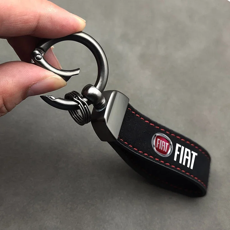 LLavero de cuero Vintage para coche, llavero de cadena de aleación de Zinc para FIAT 500 Ducato Panda Grande Punto Tipo Abarth Pulse Strada 600 500L