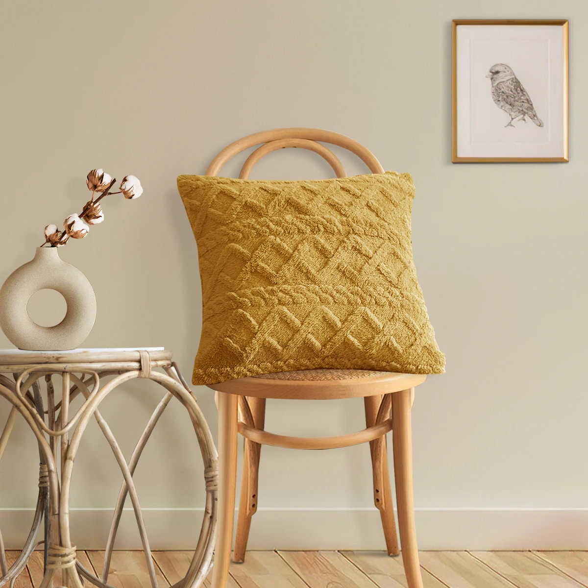 1pc double-sided jacquard plush solid color elastic pillowcase, sofa office lumbar support cover, without pillow core