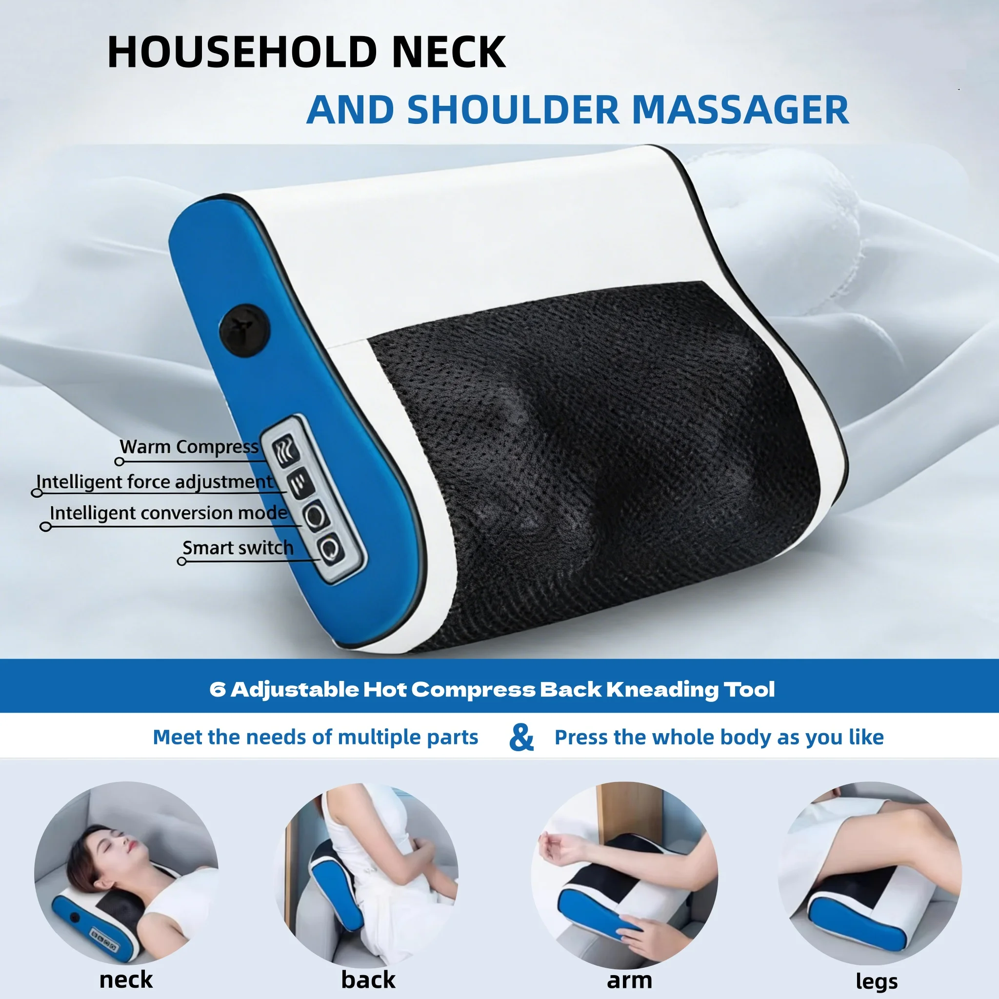 

Electric Pillow Massager Shoulder And Back Kneading Massage Neck Heated Family Multi-Gear Mode Cervical Neck Massager