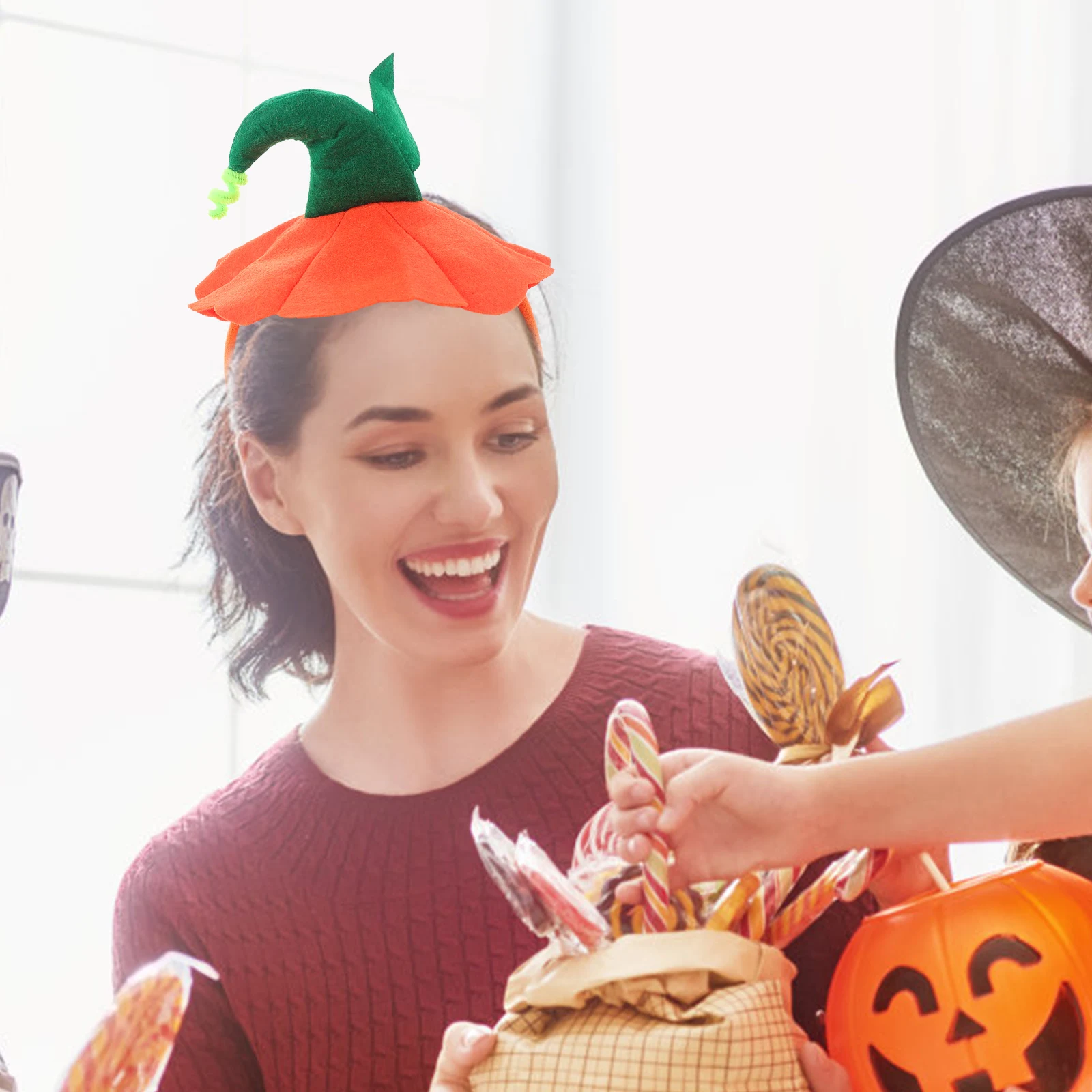 

3pcs Halloween Pumpkin Headbands Soft Non-Woven Fabric Costume Party Accessories Adults Children Decorative Hair Hoops Cosplay