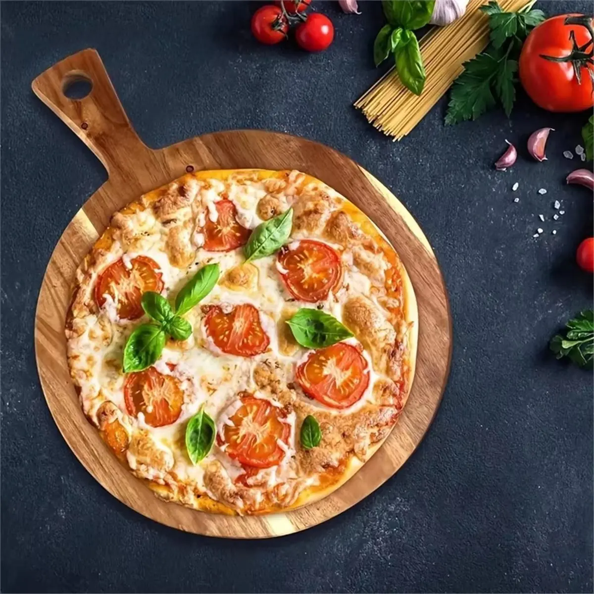 PROFESSIONAL USE Wood Cutting Board with Handle Wooden Chopping Board, Suitable for Kitchen Meat Bread Serving Board Cooked Food