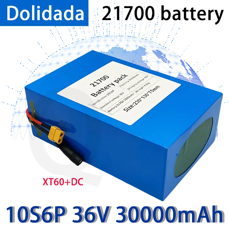 

Original 36V 30ah 21700 10S6P Electric Bicycle Battery 36V 30000mAh 1000W Lithium Battery Built-in 20A BMS Electric Bikes Motor