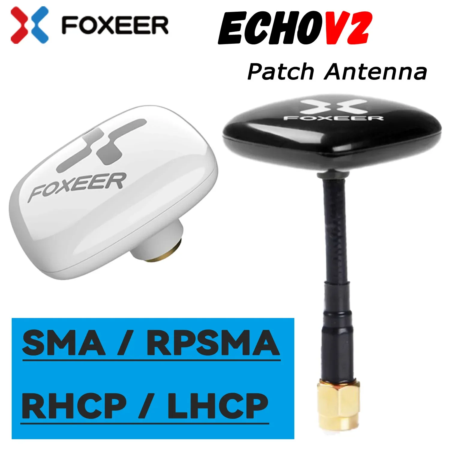 Foxeer ECHO V2 SMA RP-SMA Patch Antenna 9dBi RHCP LHCP for DJI HDZero Skyzone FPV Goggles RX Receiver Parts