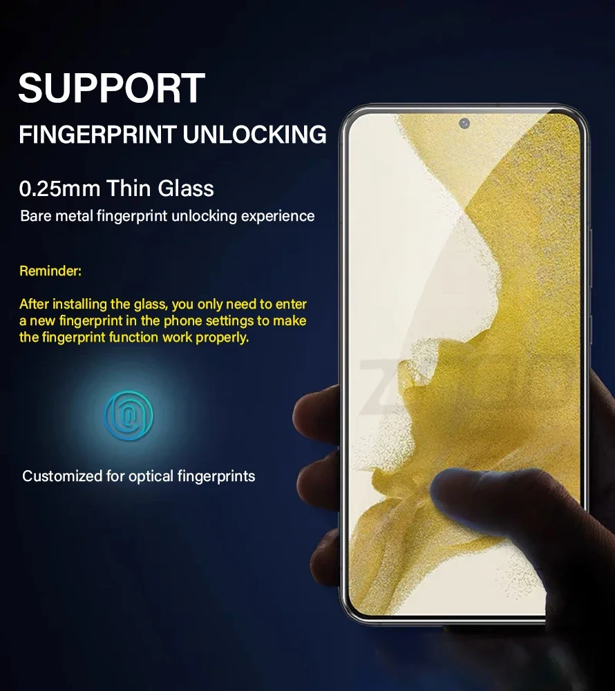 2PCS Tempered Glass For Samsung Galaxy S21 S22 S23 Plus S24 Ultra Screen Protector Fingerprint Unlocking Galaxy S21 S20 FE Glass