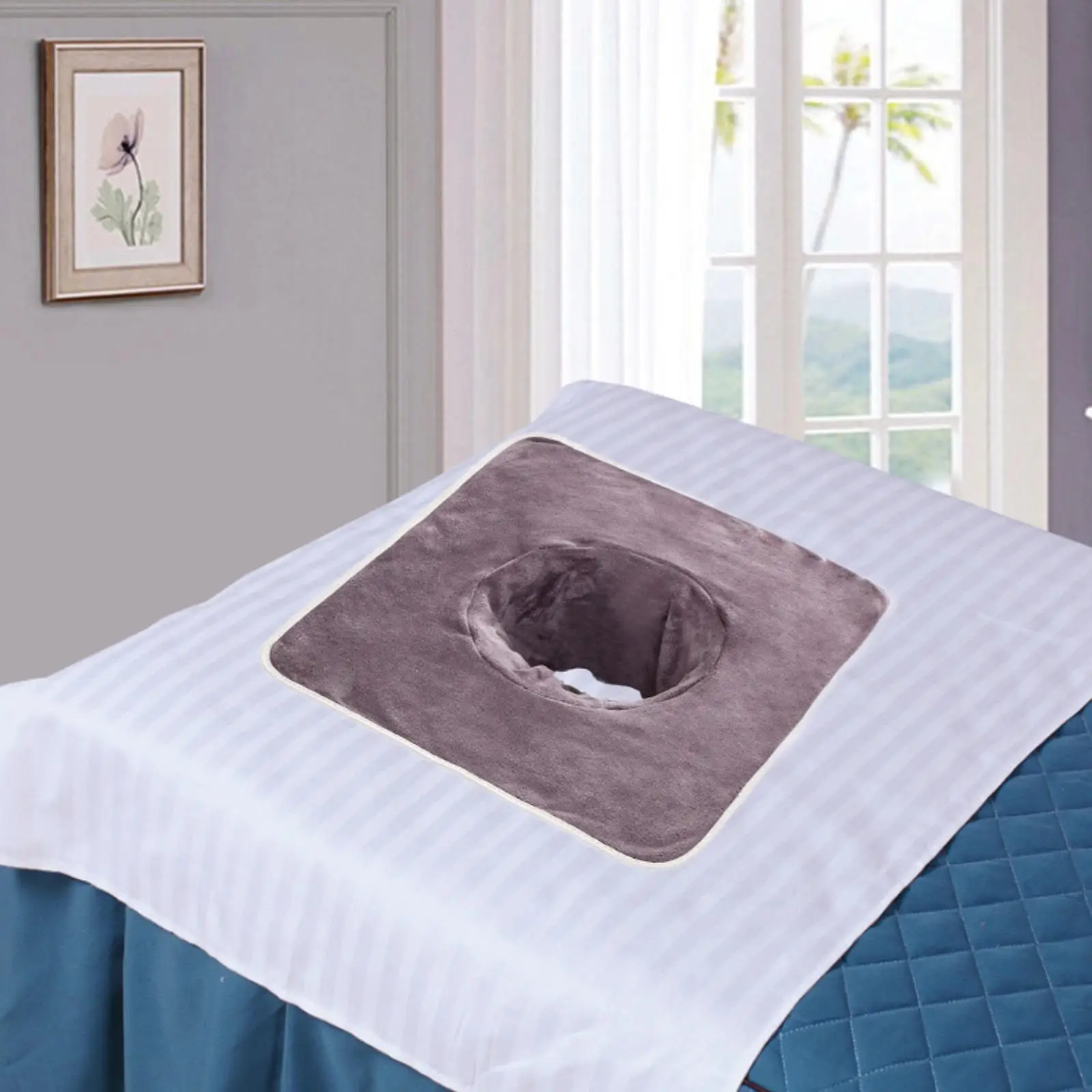 Spa Towel with Face Hole Water Absorbent Brushed Fiber Bed Sheet for Wood Massage Table and Spa