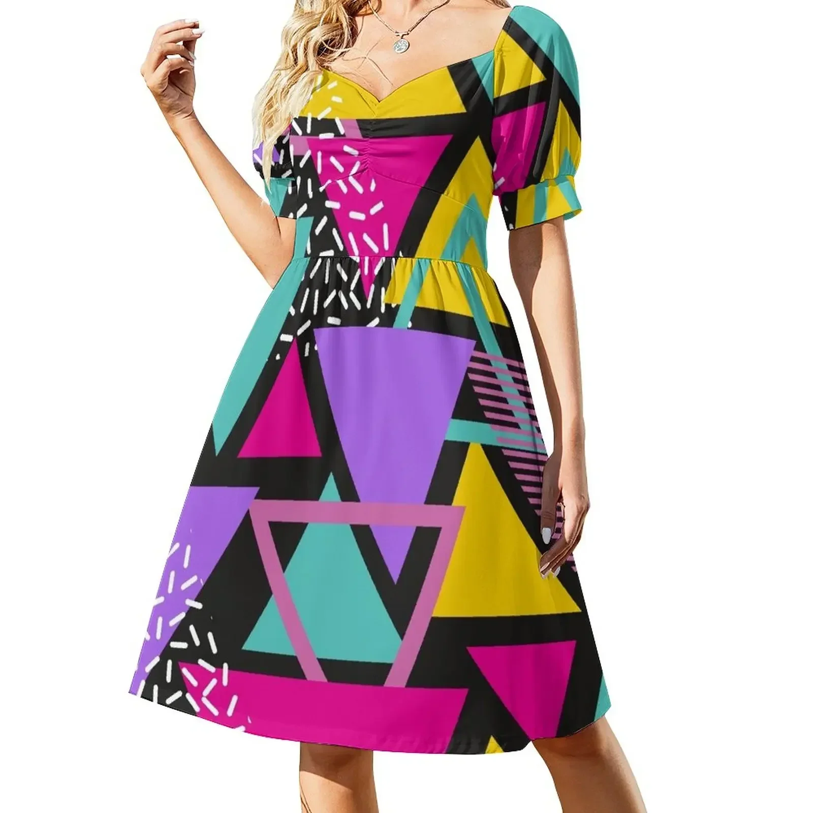 Memphis Triangles Sleeveless Dress evening dresses ladies Clothing Dress