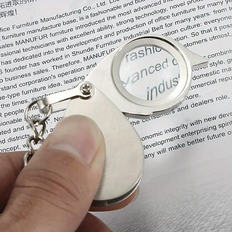 Mini Portable 10X Folding Key Ring Magnifier with Key Chain Daily Hand Magnifying Glass Tool