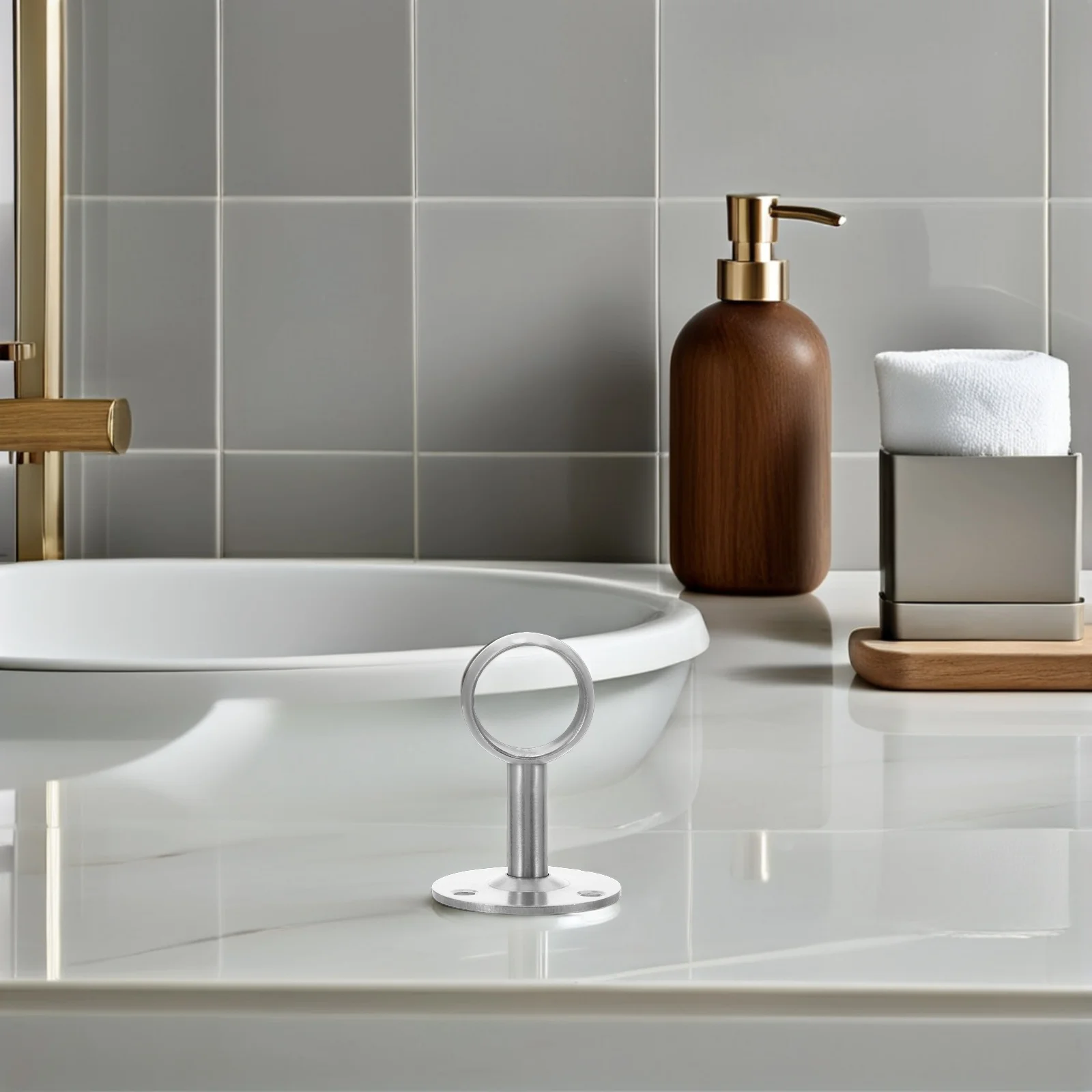 

4Pcs Stainless Steel Closet Rod Socket Reliable Stable Firm Craftsmanship for Wardrobe Shower Curtain Rods Multifunctional