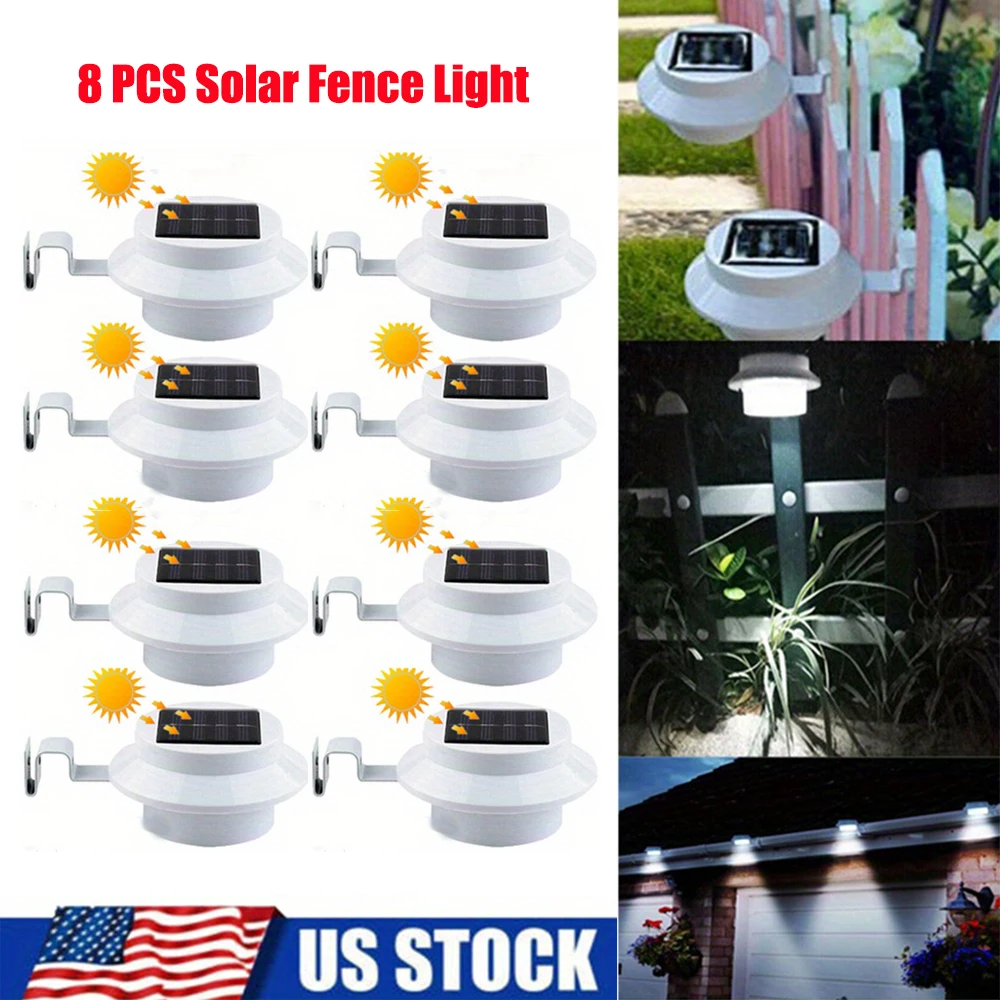 

Уличные фонари на солнечной энергии с 3 светодиодными лампочками, автоматическим включением/выключением, крепление на стену/желету/забора, белый свет, сад, патио, двор, кемпинг, барбекю