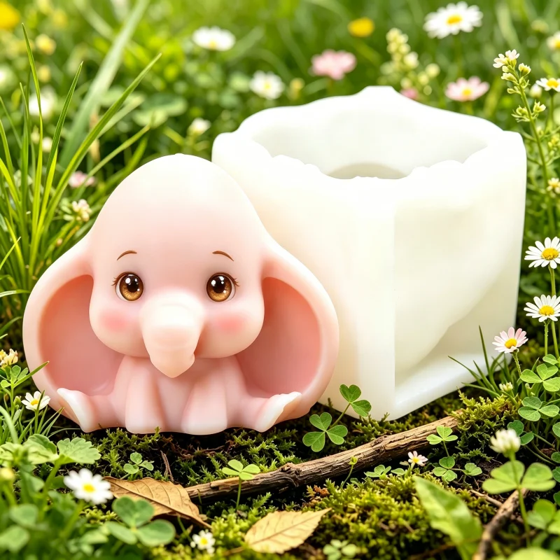 3D Kawaii Elephant Silicone Mold DIY Baby Flying Elephant Dumbo Animal Candle Soap Resin Craft Aroma Mould Kid Birthday Gift