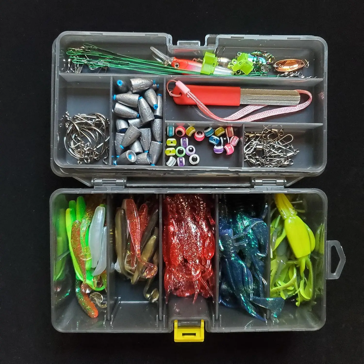 Caja de pesca doble capa con 10 compartimentos – Plástico resistente - imagen 2