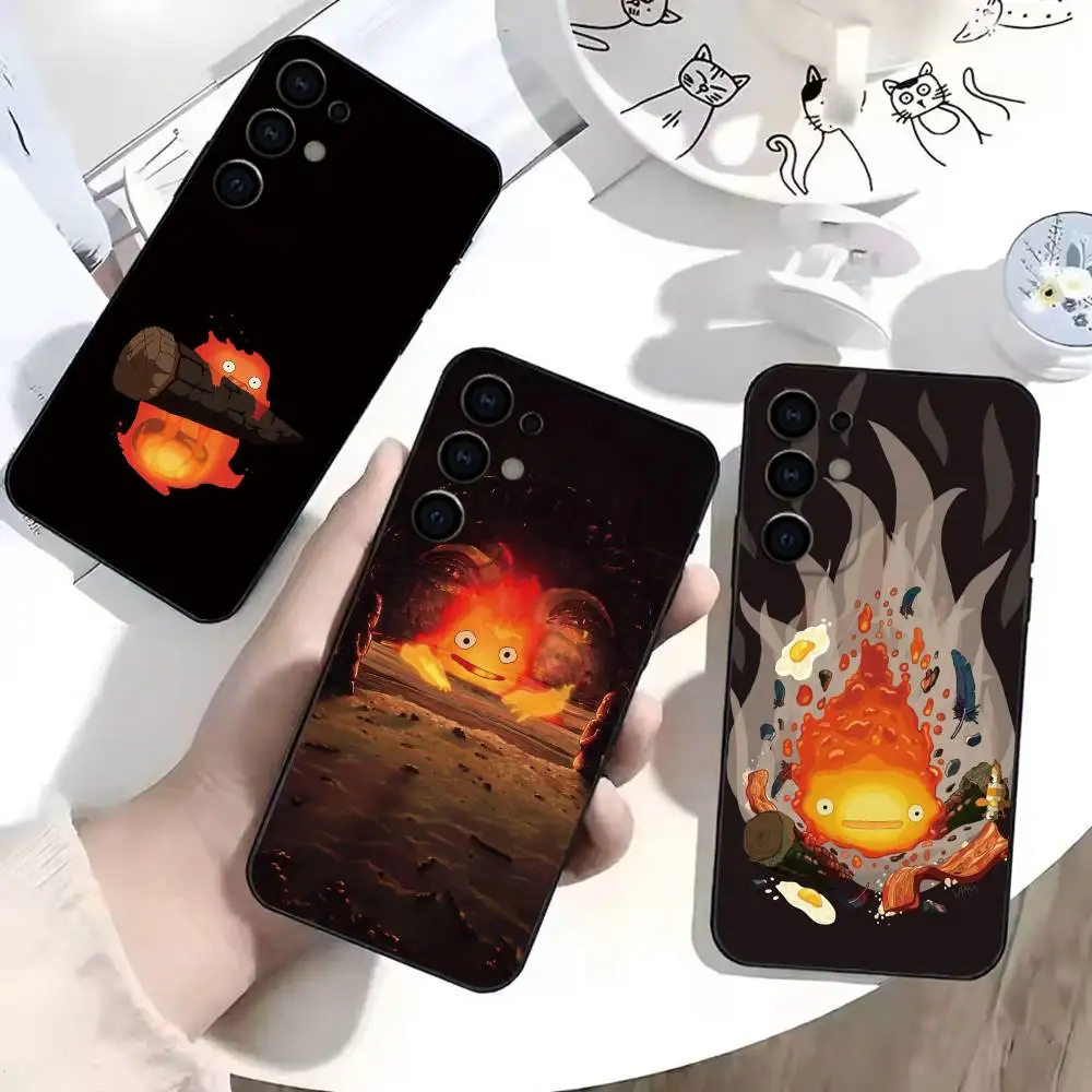 Anime Cute C-Calcifer-ES  Phone Case Black Silicone Soft For Samsung S26,S25,S24,S23,S22,S21,S30,Ultra,Plus,Fe,Lite