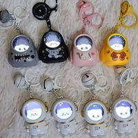 Cartoon Spaceman Animal Light Glowing Keychain Sunset Light Luminous Keychain Cute Space Astronaut Couple Key Chain Hanging