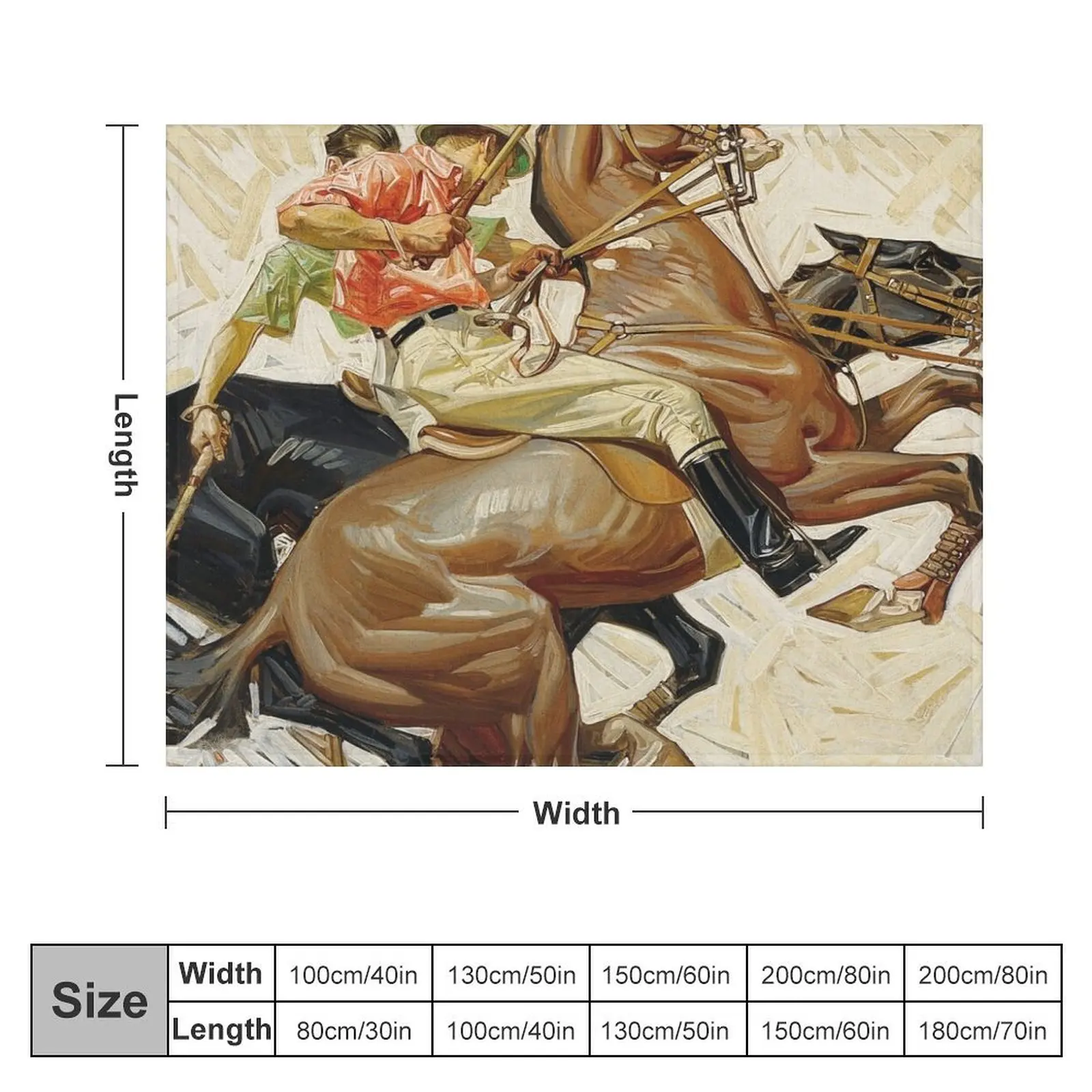 Joseph Christian Leyendecker, Polo Players on Horseback, Kuppenheimer Advertisement (1914) Throw Blanket Luxury St Blankets