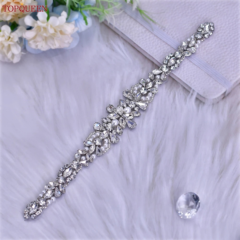 TOPQUEEN Women Crystal Belt Rhinestone Wedding Sash Evening Gown Accessories Bridal Belt Applique Bridesmaid Belt Gift S93A