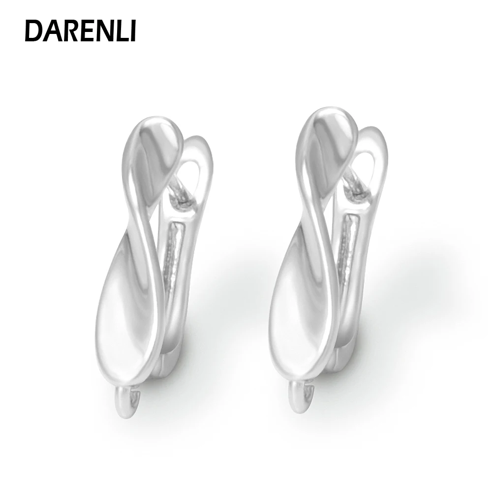 DARENLI 1 Pair French Style Smooth Brass Earring Hooks 18K Gold/Rhodium Plated Jewelry Findings For Jewelry Making Accessories ﻿