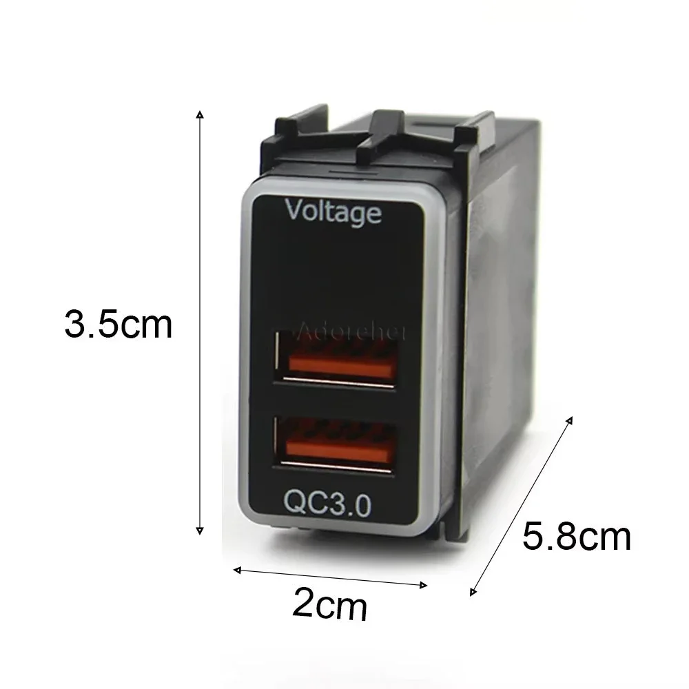 Compatible for Nissan Patrol Y62 Car USB Port Charger USB QC3.0 Quick Fast Charging Connector with Voltage Display Meter