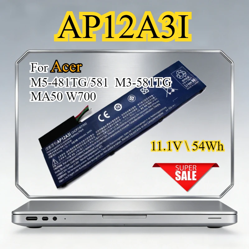 

Аккумулятор для ноутбуков Acer TravelMate P645-M, P658-MG, P645-SG, P648-G3-M, X483-6691, M5-481T, M3-581TG, MA50, W700, M5-581G (аналог AP12A3I, AP12A4i)