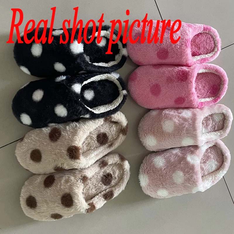 Wave Point Fluffy Fur Hoem Slippers Women 2026 Winter Indoor Soft Sole Plush Slides Woman Lightweight Mute Furry Floor Shoes view 6