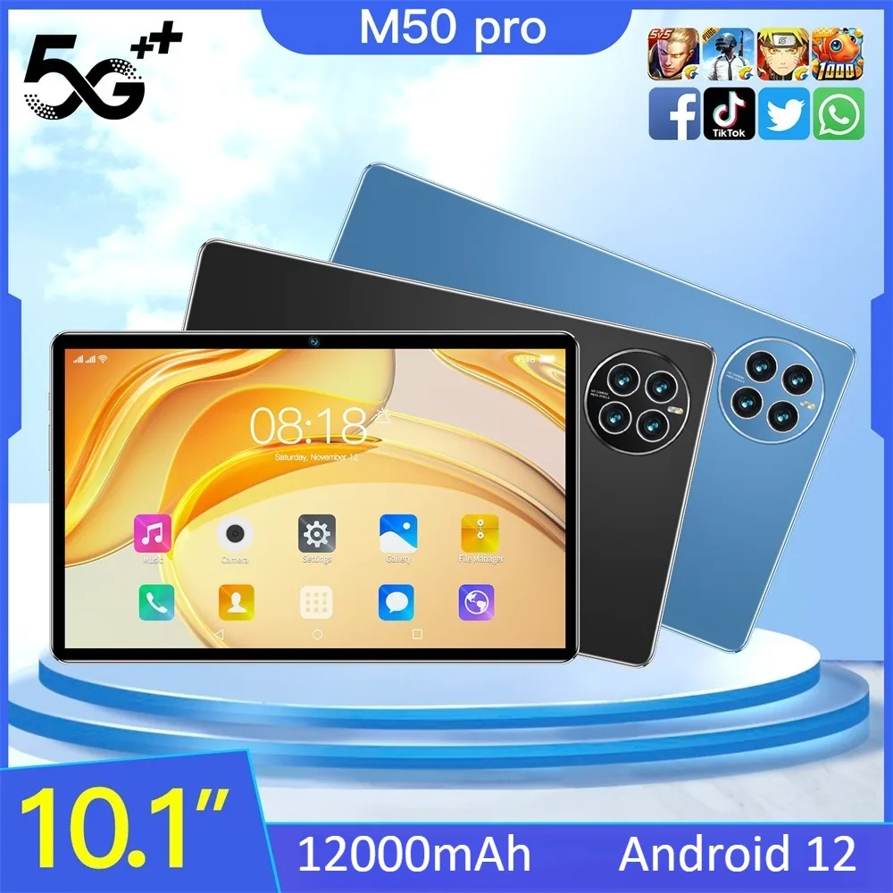 

Новый планшет Pad M50 Pro Global Version 10,1 дюйма, оригинальный планшет Android 12, 5G с двумя SIM-картами, 12000 мАч, планшет для детей, подарки для детей