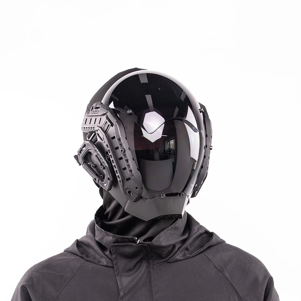 Máscara táctica cyberpunk – Protección facial airsoft acabado oscuro - imagen 2