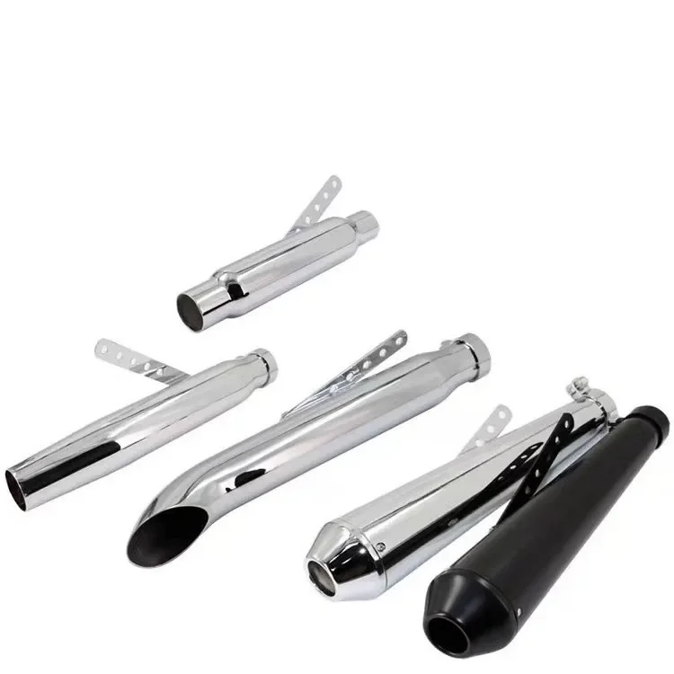 Tubo de escape retrô com cabeça de peixe e rede para Harley Triumph Scrambler Guzzi Prince modificado