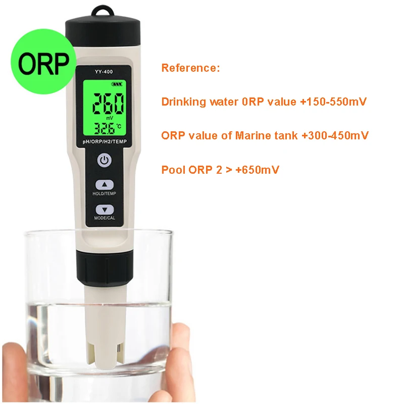 4 in 1 Hydrogen Ion Concentration Water Quality Test Pen YY-400 PH/ORP/H2/TEM Digital Drinking Water Meter