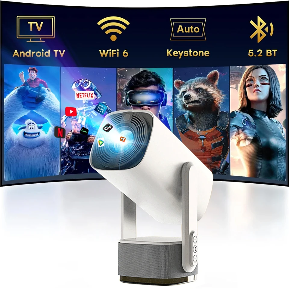 2025new projetor k2 mini portátil led vídeo android 11 wifi 6 bt5.2 espelho smartphone para 1080p 4k vídeo projetor de cinema em casa