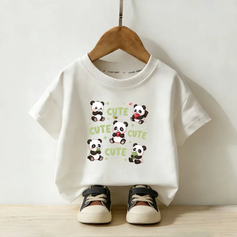 Children's T-shirt Cute Panda Printed New Personalized Parent-child Outfit Fashionable Casual Round Neck Daily Short Sleeved - view 6