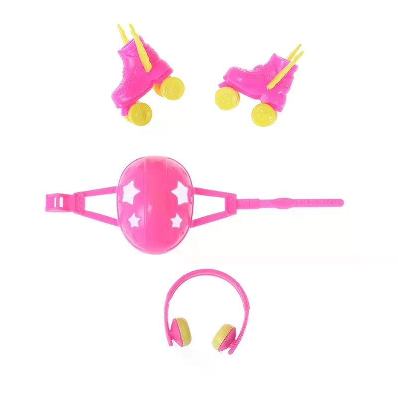 

4PCS Decorative Roller Skate Fancy Doll Shoes headset helmet For Kids