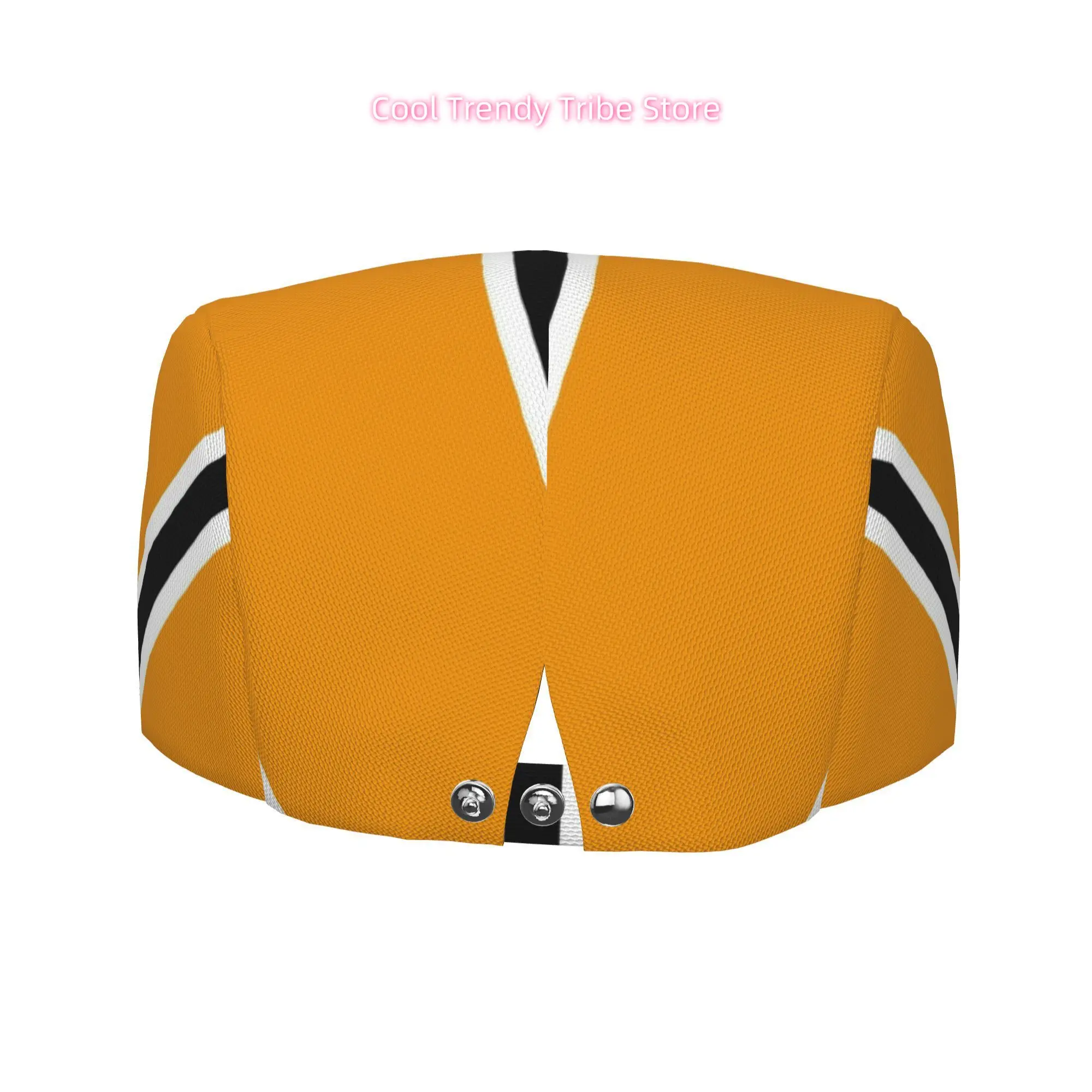 1pc Men's & Women's Orange/Black/White Vertical Stripes All-Over Print Flat-Top Hat - Lightweight Newsboy Cap, Beret, Irish Driv