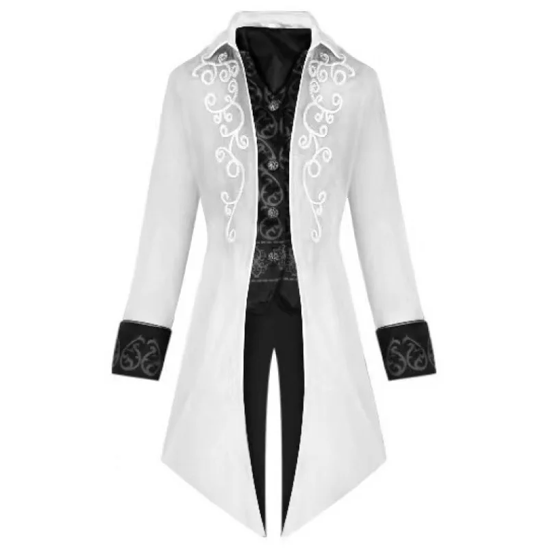 

B237European and American New Tailcoat Medieval Retro Dress Mid length Punk Men's Coat