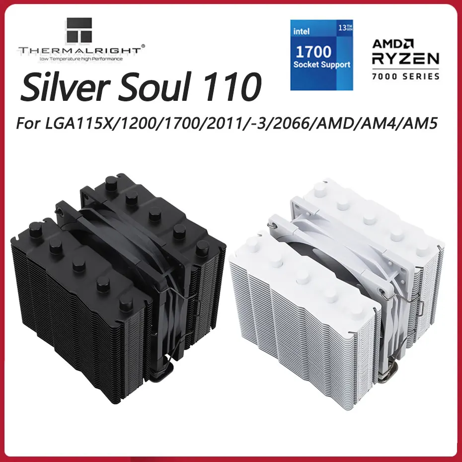 Thermalright SS110 White/Black Silver Soul CPU cooler 110mm 5 HeatPipe tower radiator For Intel LGA115X 1700 1200 2011 AM4 AM5