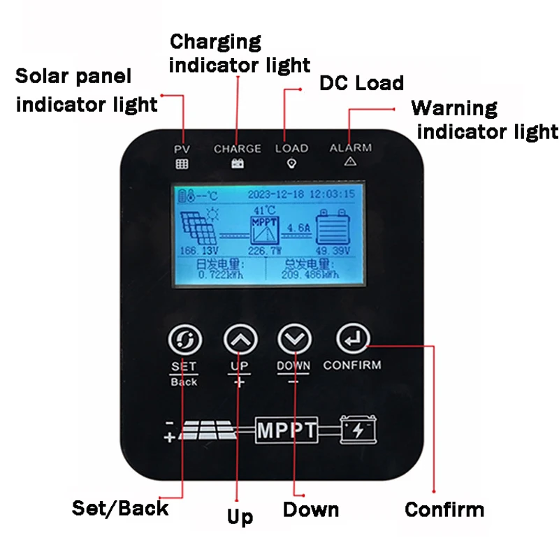 0-50A MPPT 230VDC Solar Charge Controller With LCD Touch DISPLAY Ship From EU US For 12V 24V 48V 60V 72V 96V Home Solar System