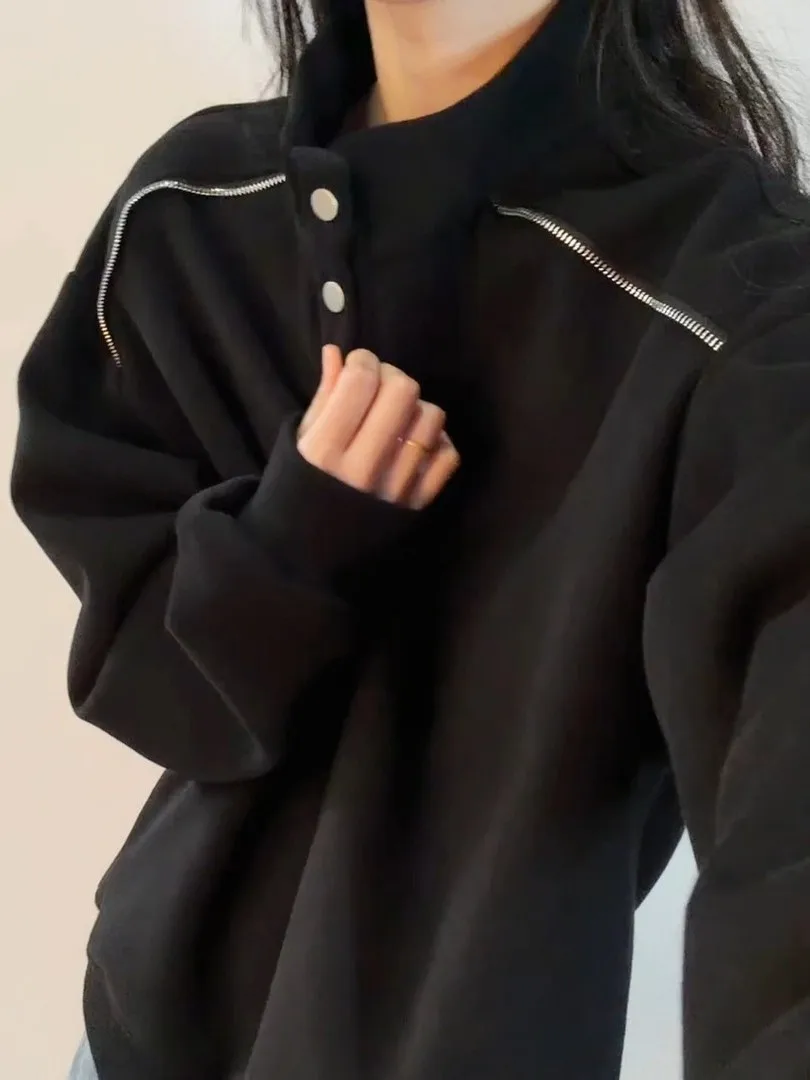 

Мужская толстовка American Sle Heavyweight Casual с воротником-стойкой, свободного кроя, модная, универсальная, весенняя, спортивная, без застежек