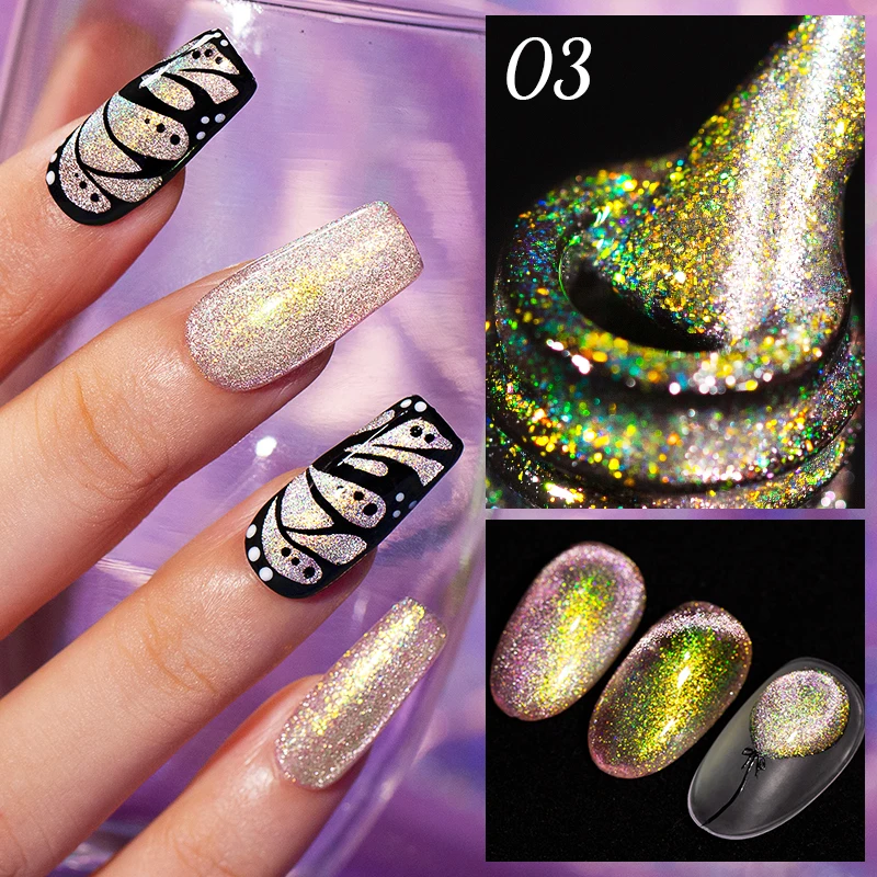 BOZLIN 7.5ML Fairytale Cat Eye Gel Colorful Sparking Aurora Nail Polish Semi Permanent Magnetic Gel For Nail Art Gel Varnish