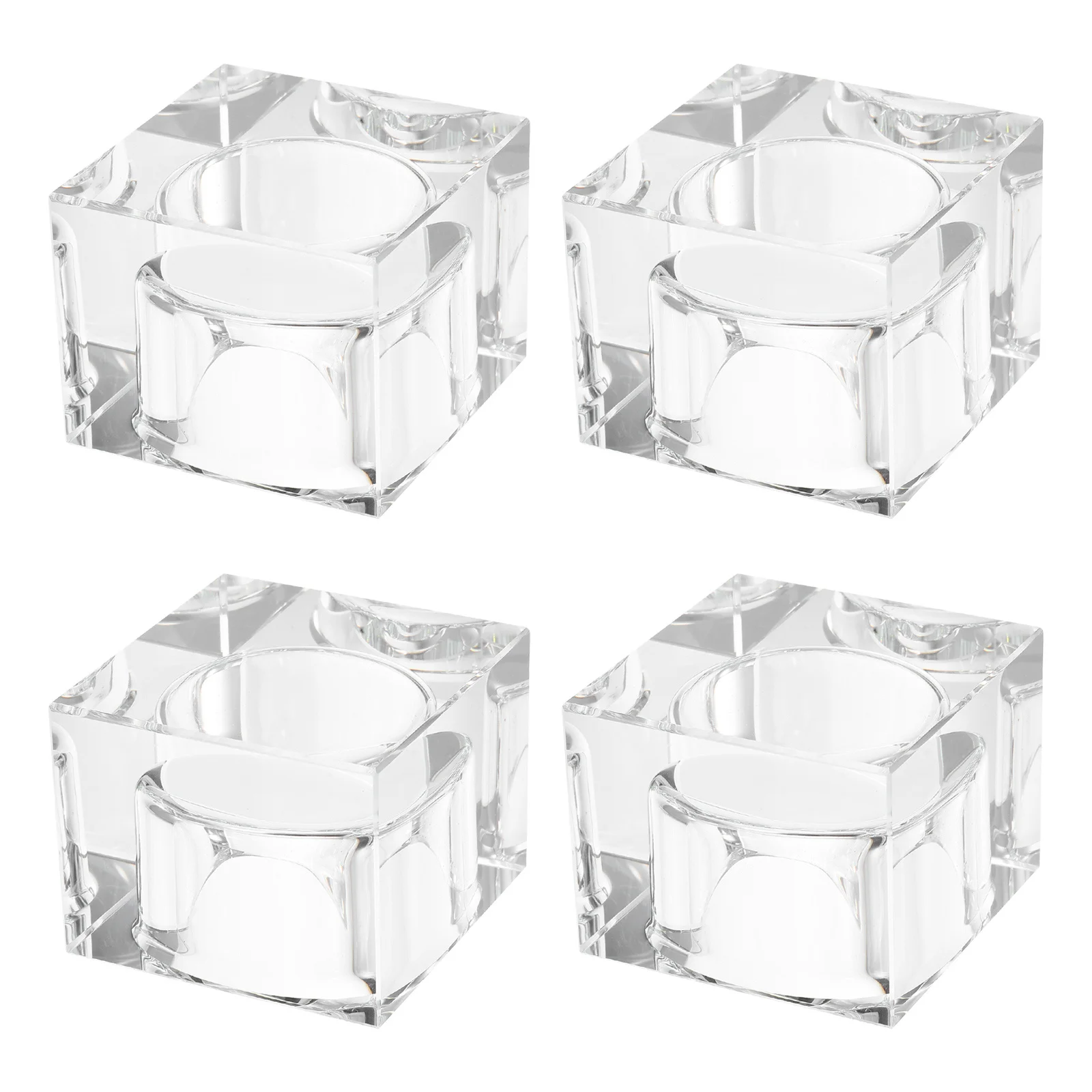 

4Pcs Clear Crystal Square Holders Elegant Tealight Stands for Wedding Table Centerpiece Dinner Party Romantic Home