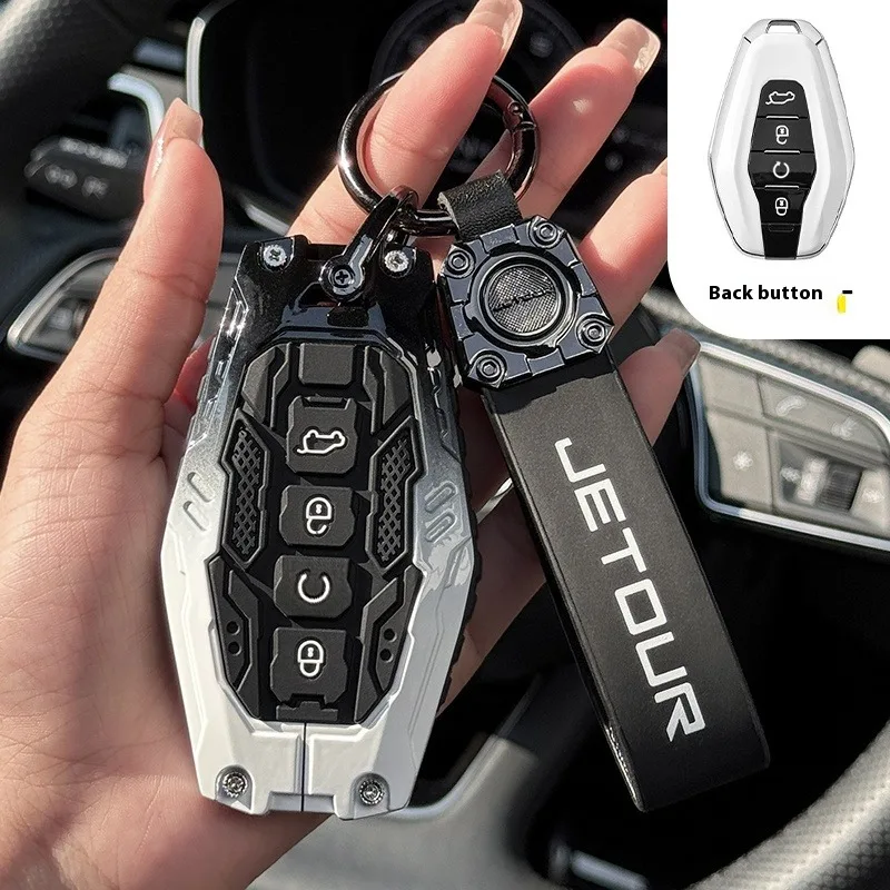 Juego de funda protectora de llave de aleación de Zinc para Chery Jetour X70 X90 X95 Plus 2020 2021 2022, accesorios para llavero con soporte remoto
