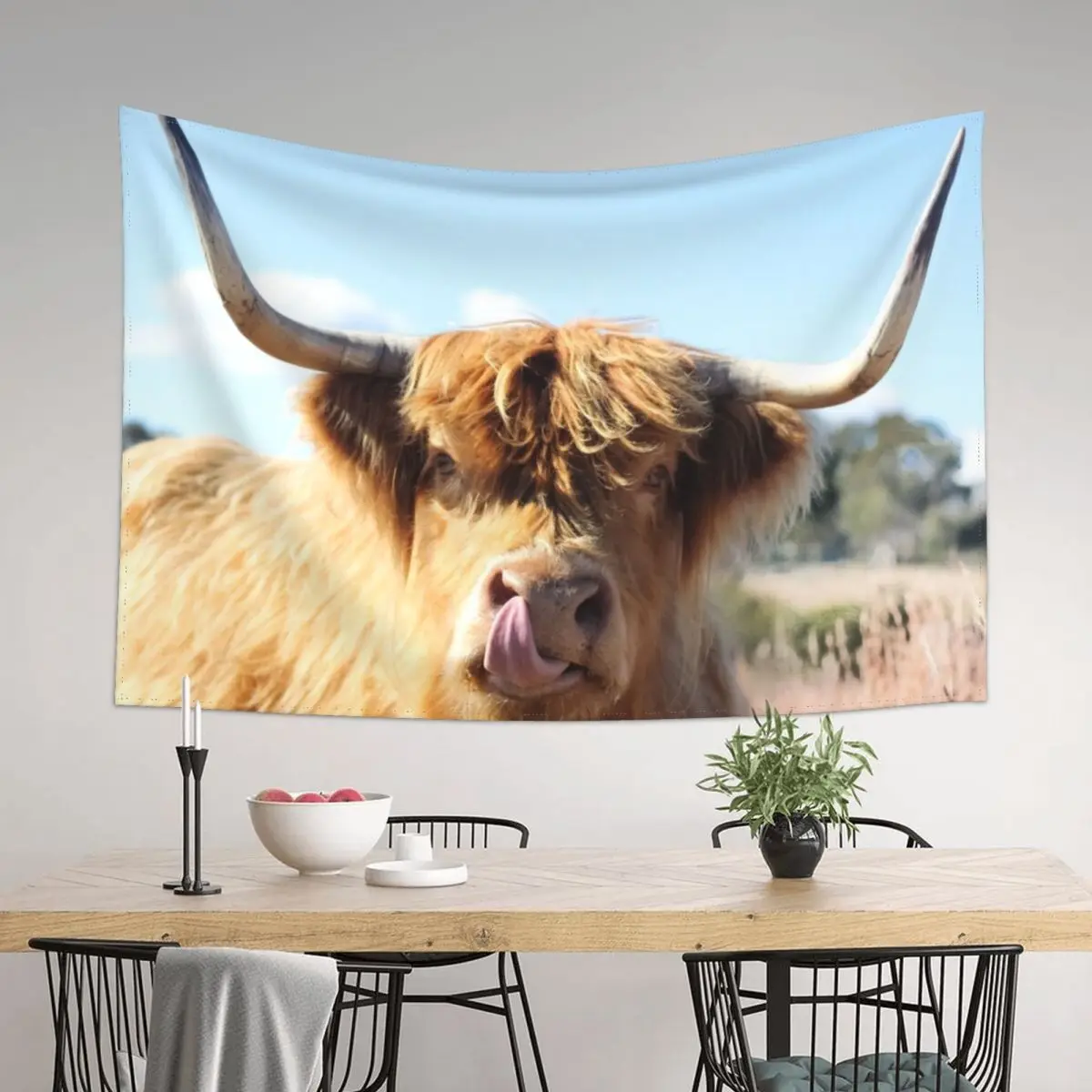 

Tongue out Highland cow Tapestry Home Decor Accessories House Decorations Decorations For Your Bedroom Anime Decor Tapestry