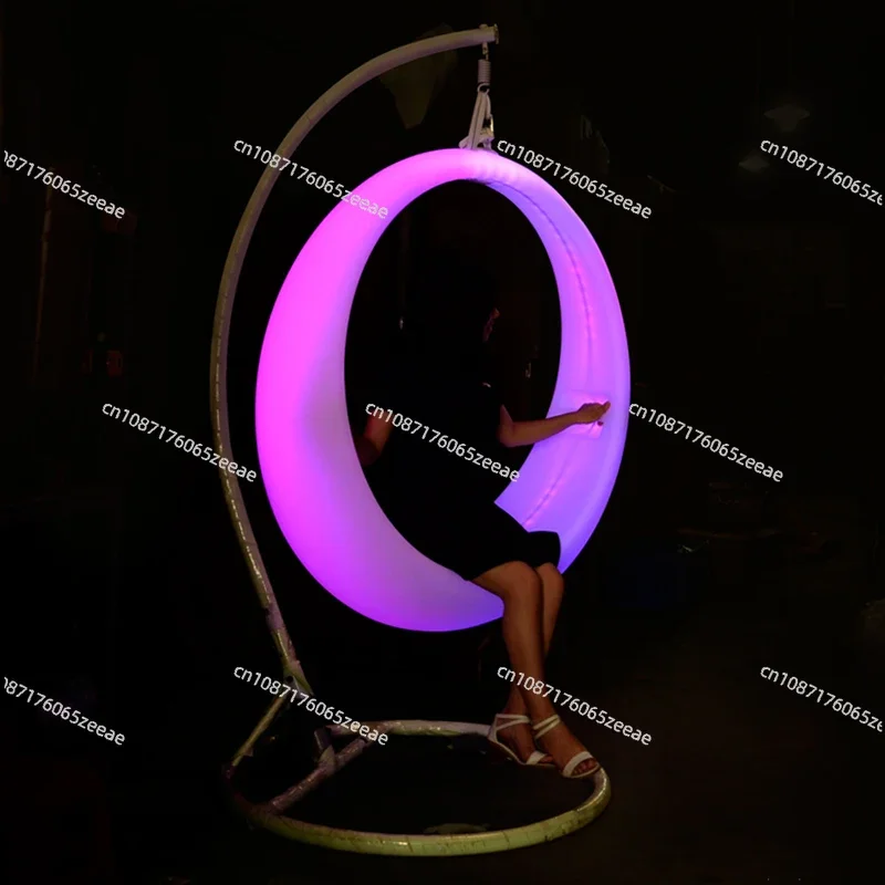 

LED Portable Swing Glowing Round Colorful Hanging 16 Rgb Color Changing Remote Control Led Swing Chair Outdoor