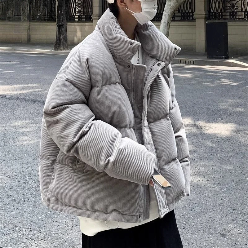 

Hong Kong style street loose and versatile autumn and winter corduroy cotton coat, warm, simple and casual, couple style jacket