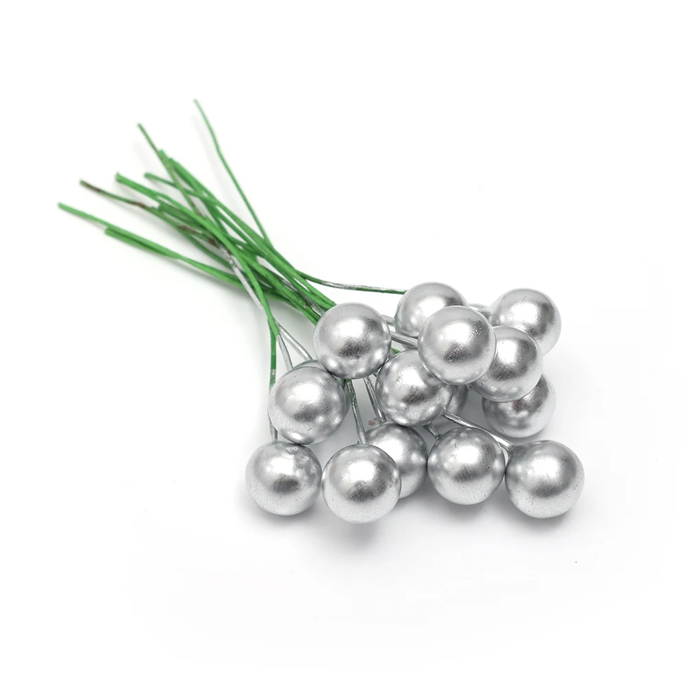 50/1000 Stück künstliche Beeren, rote gefälschte Beeren, Kirsche, Staubblatt, Perlen, Mini-Blumenkranz, Ornament, Weihnachten, Neujahr, Party-Geschenke – Detail 10