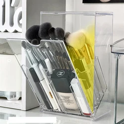 Large Capacity Makeup Brush Holder With Lid Split Acrylic Lipstick Eyeshadow Eyebrow Brushes Holder Foundation Brush Storage Box