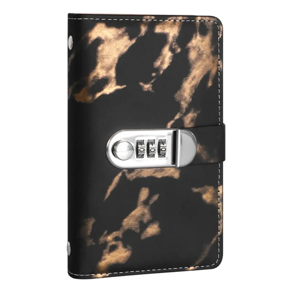 New PU Cash Deposit Book with Password Lock Marble A6 Savings Binder 100 Pockets Cash Saving Book Cash Envelope System
