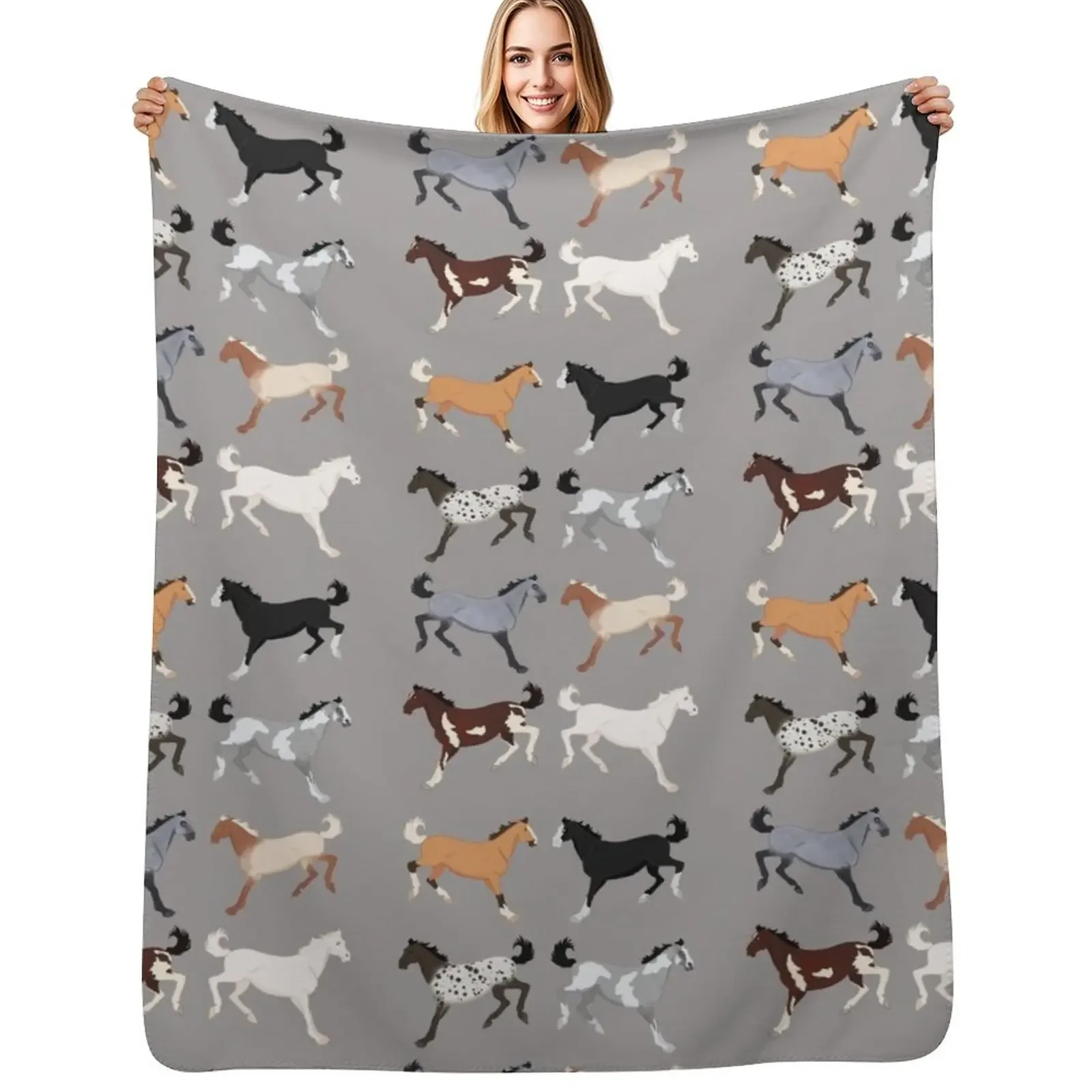 

All The Pretty Horses Throw Blanket funny gift Travel Softest valentine gift ideas Blanket